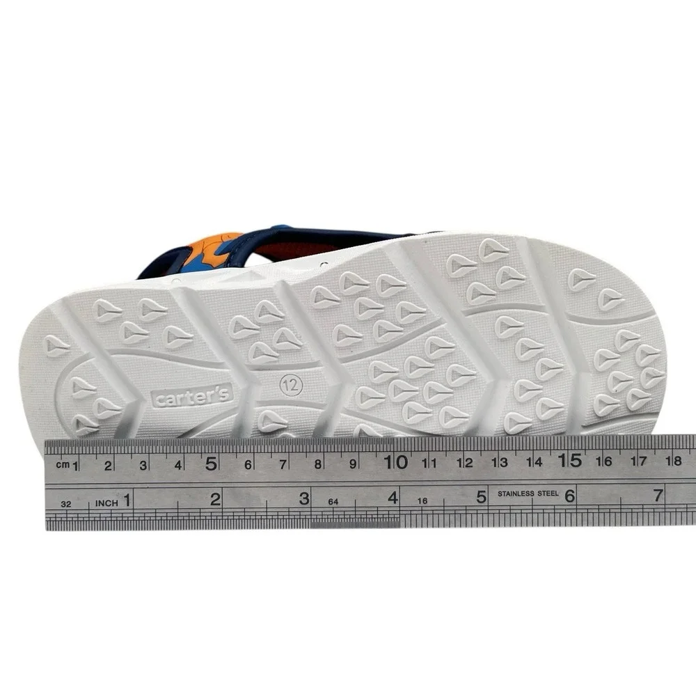 Carter's Little Boys Open Toe Sandals‎ Size 12 Blue Orange Light-up Adjustable